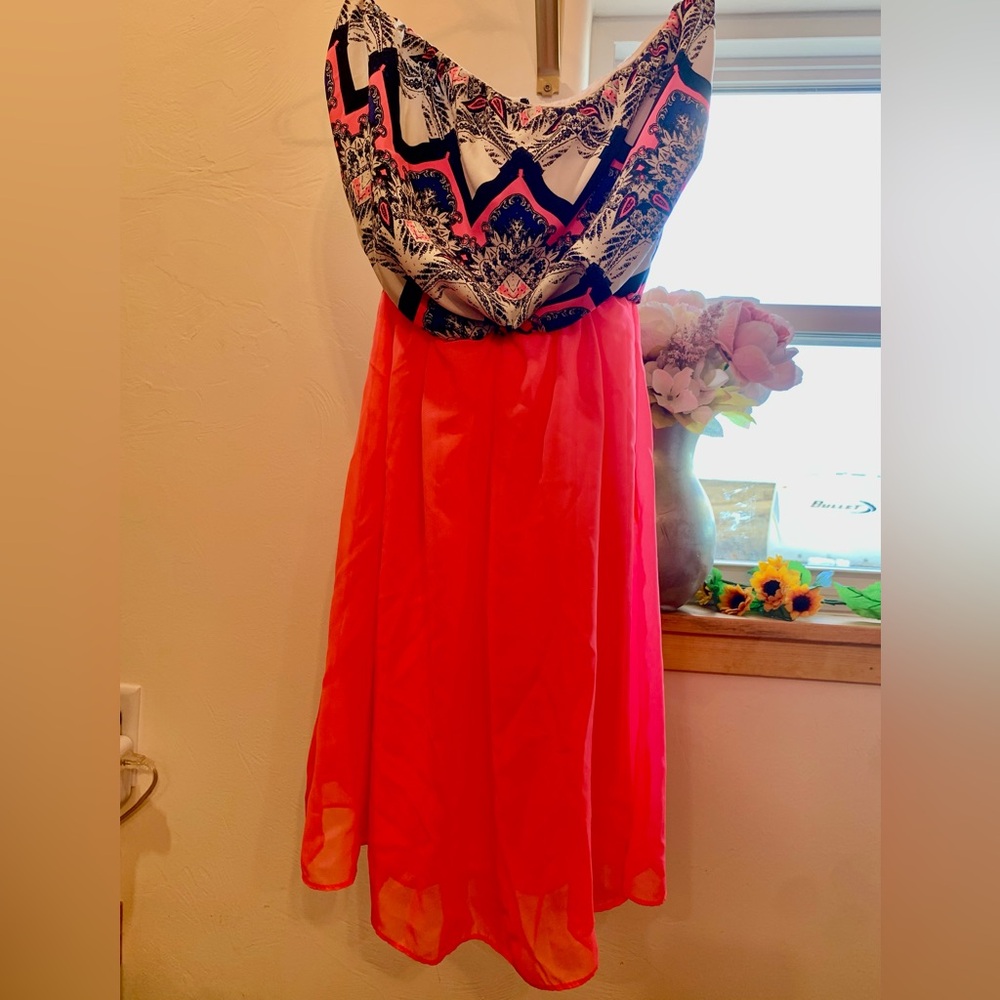 Vibrant Pink and Black Patterned Dress